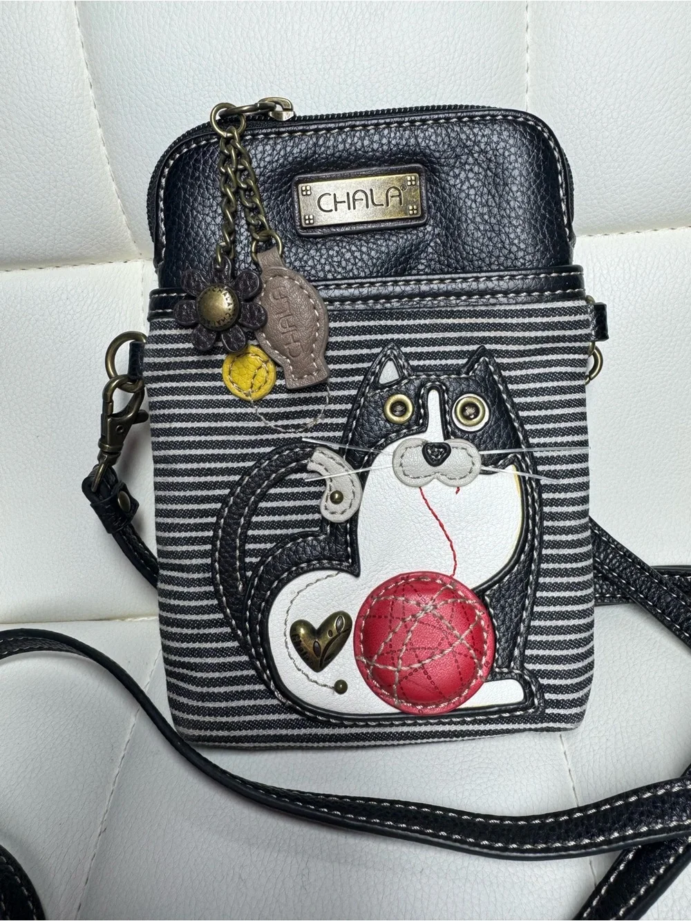 Chala Fat Cat Striped Cell Phone Crossbody Purse